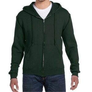 Fruit of the Loom Men's Dark Green Zip-Up Hoodie